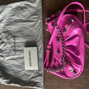 Balenciaga Mini Bag in Vibrant Pink with Silver Accents